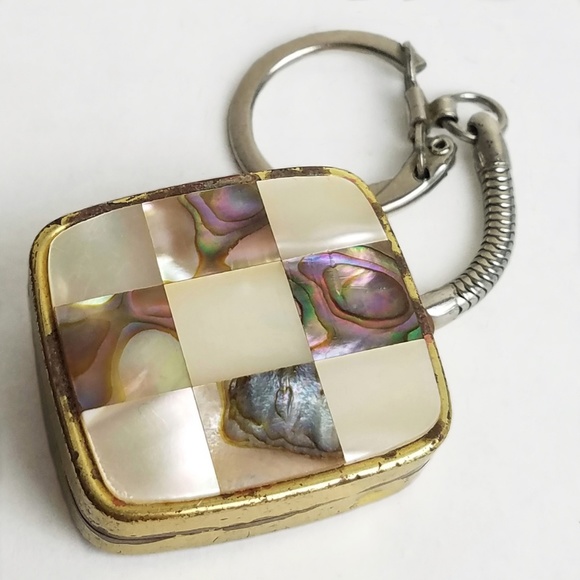 Vintage Accessories - Vintage Sankyo Music Box Keychain Mother Of Pearl